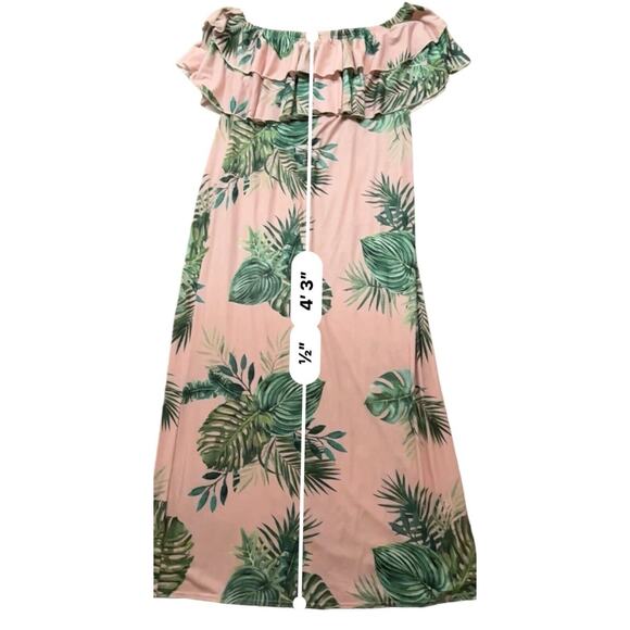 Boohoo Plus Imogen Palm Print Ruffle Tiered Maxi Dress Off The Shoulder Size 20 - Picture 6 of 10